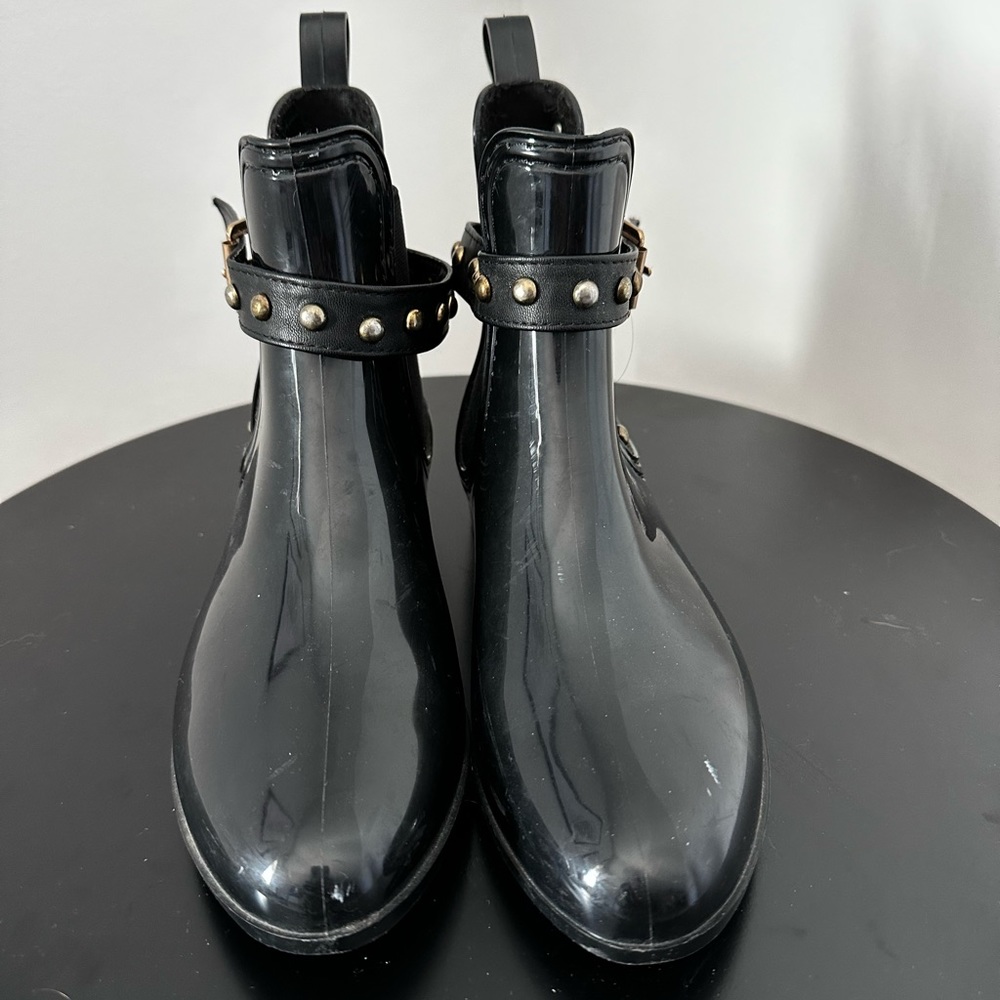 Gold Studded Ankle Rain Boots